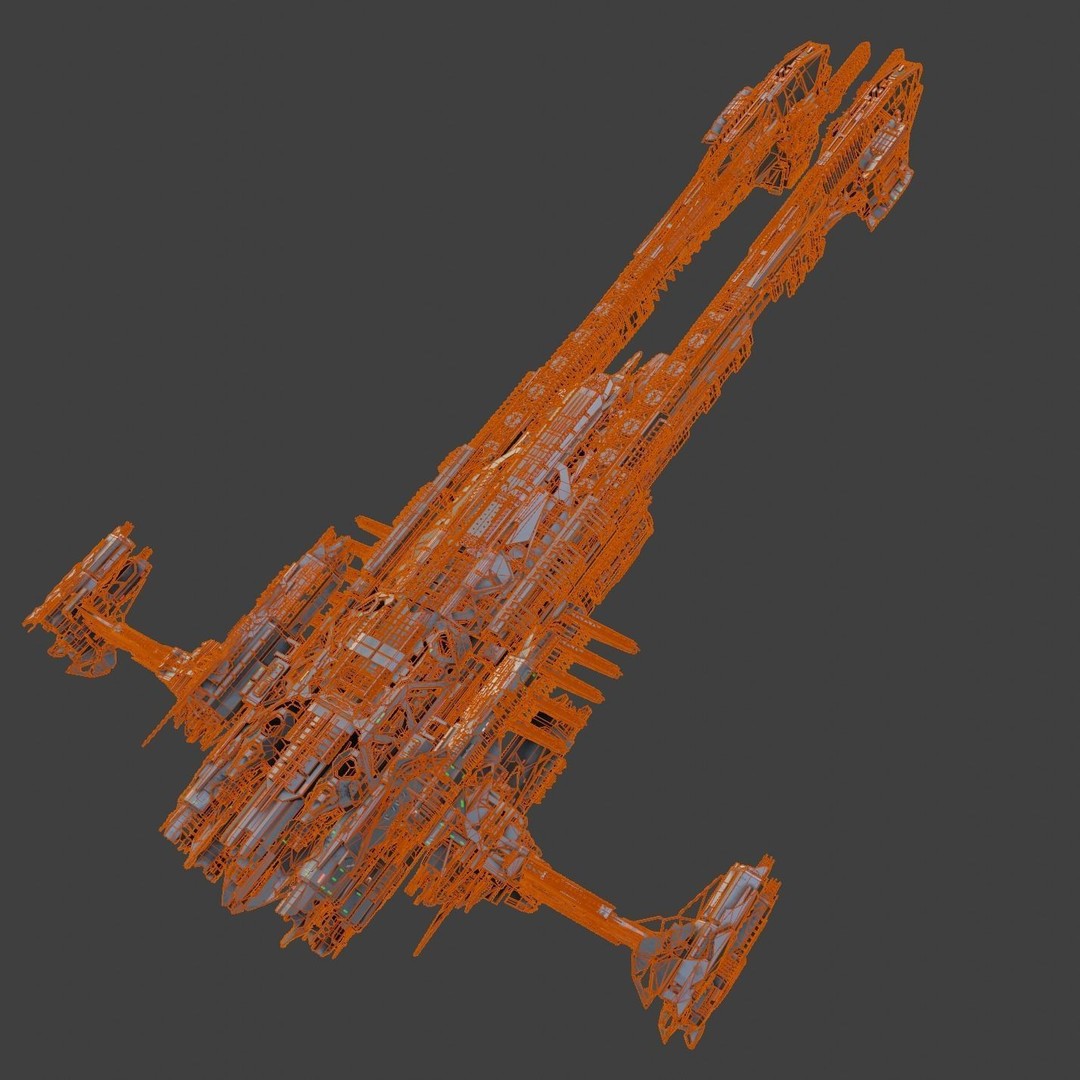 Large Spacecraft 3D Model – High Poly PBR Asset for Animation