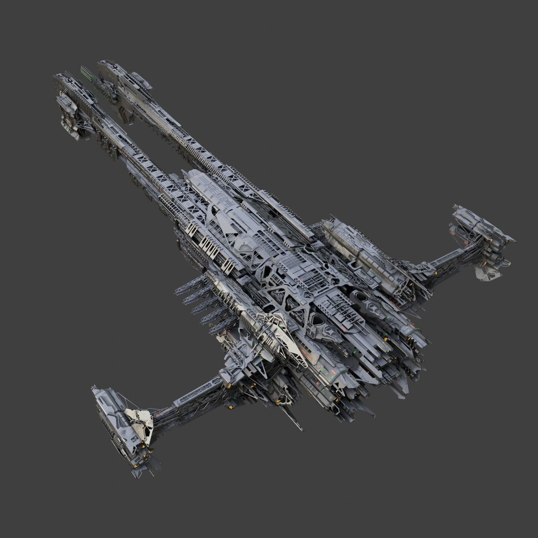 Large Spacecraft 3D Model – High Poly PBR Asset for Animation - View 3