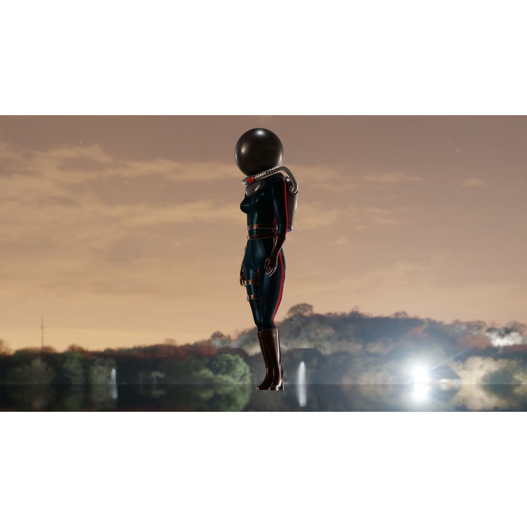 Sci-Fi Astronaut Girl 3D Model – Low Poly Digital Asset, FBX/OBJ