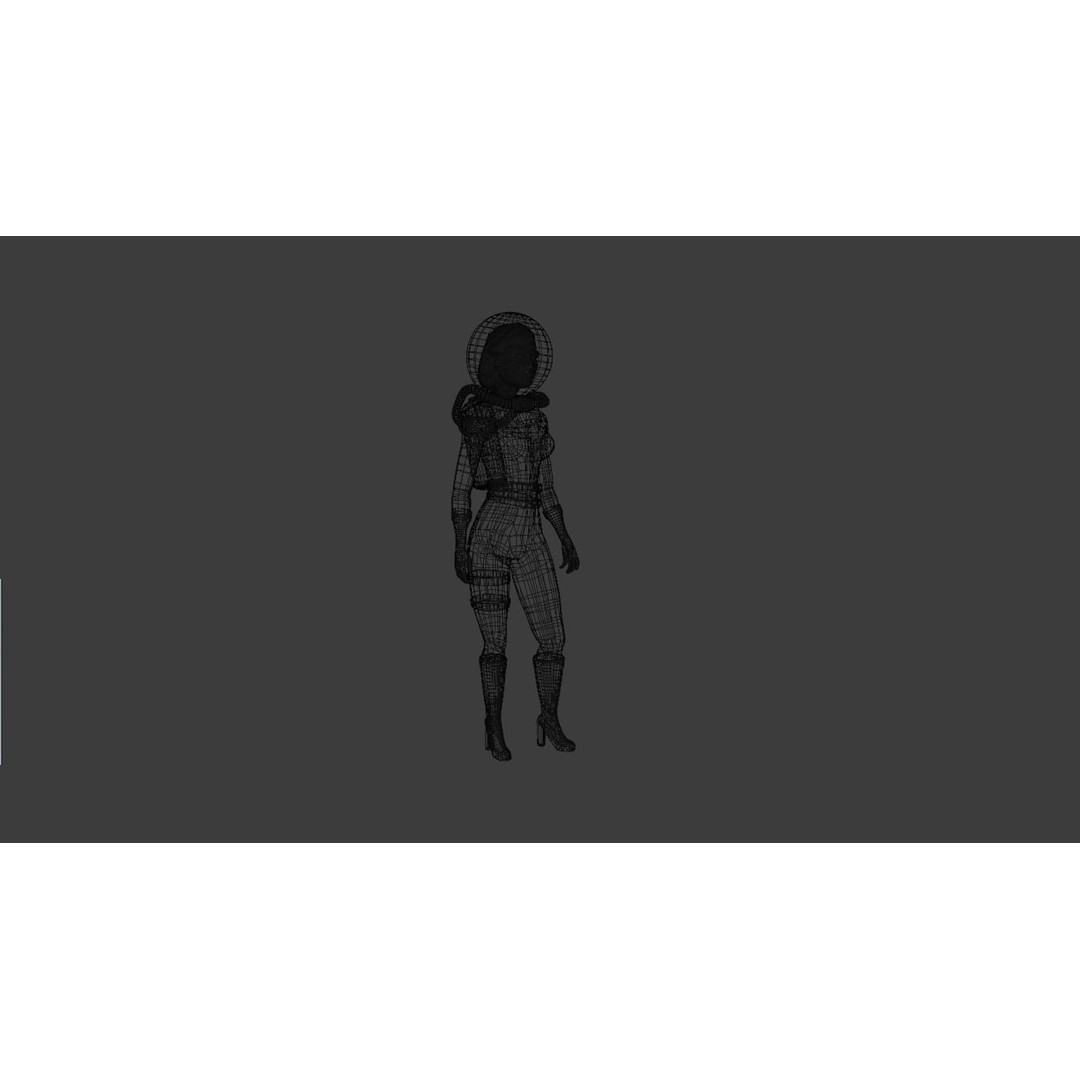 Sci-Fi Astronaut Girl 3D Model – Low Poly Digital Asset, FBX/OBJ - View 10