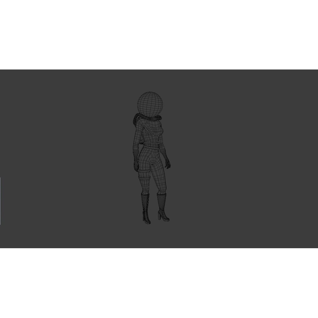 Sci-Fi Astronaut Girl 3D Model – Low Poly Digital Asset, FBX/OBJ - View 11
