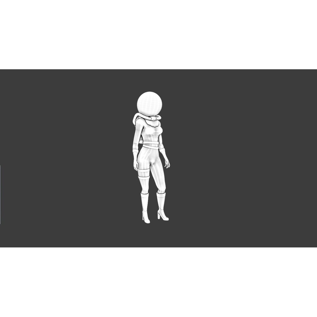 Sci-Fi Astronaut Girl 3D Model – Low Poly Digital Asset, FBX/OBJ - View 12