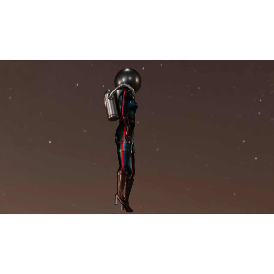 Sci-Fi Astronaut Girl 3D Model – Low Poly Digital Asset, FBX/OBJ - View 2