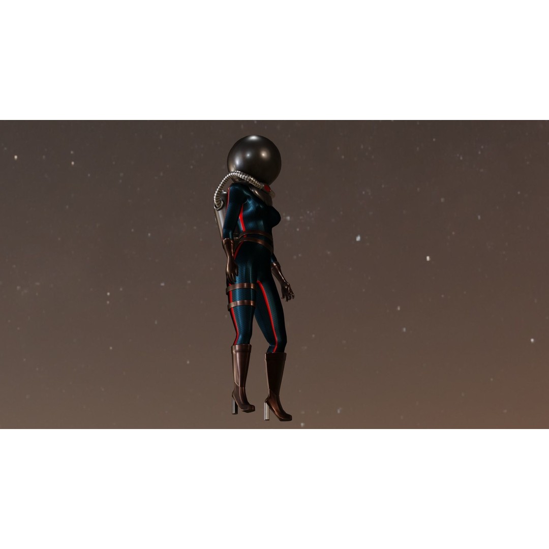 Sci-Fi Astronaut Girl 3D Model – Low Poly Digital Asset, FBX/OBJ - View 3