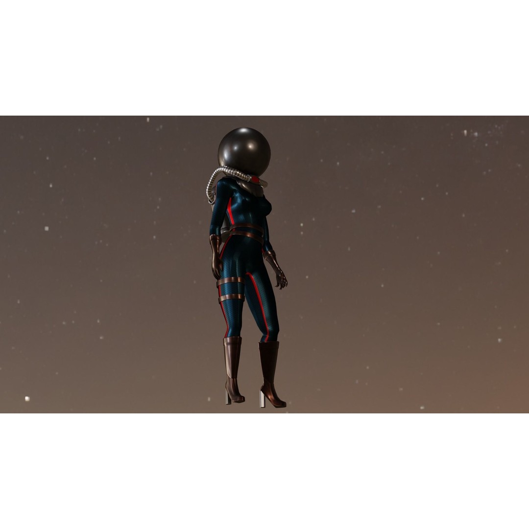 Sci-Fi Astronaut Girl 3D Model – Low Poly Digital Asset, FBX/OBJ - View 4