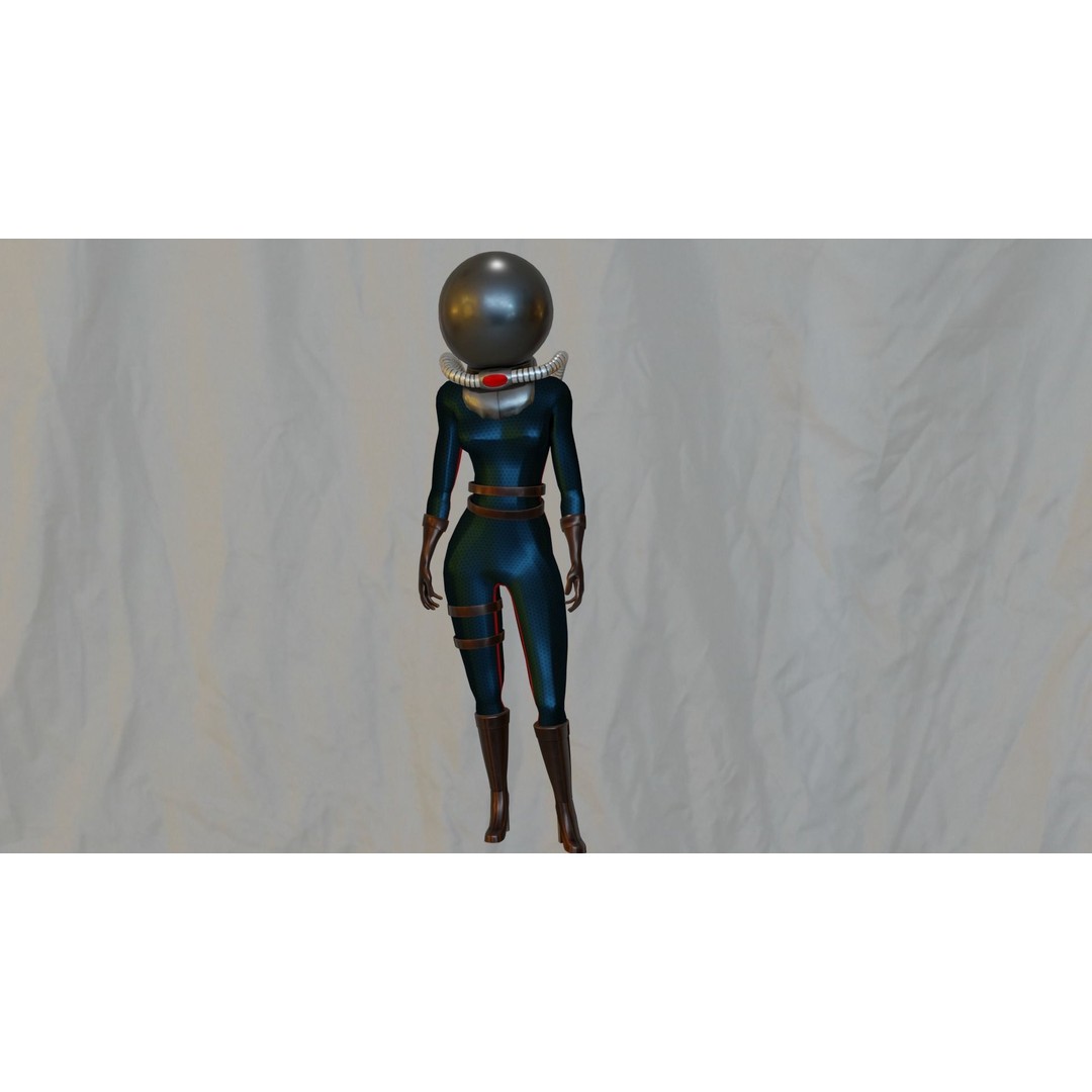 Sci-Fi Astronaut Girl 3D Model – Low Poly Digital Asset, FBX/OBJ - View 6