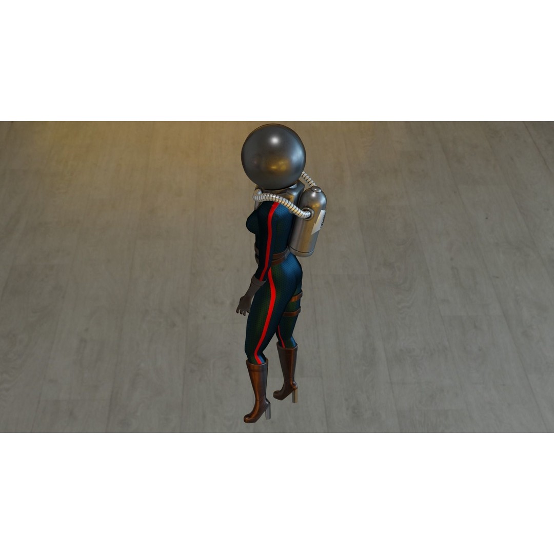 Sci-Fi Astronaut Girl 3D Model – Low Poly Digital Asset, FBX/OBJ - View 7