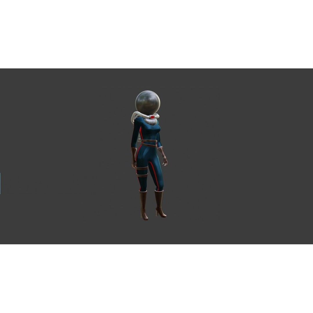 Sci-Fi Astronaut Girl 3D Model – Low Poly Digital Asset, FBX/OBJ - View 9