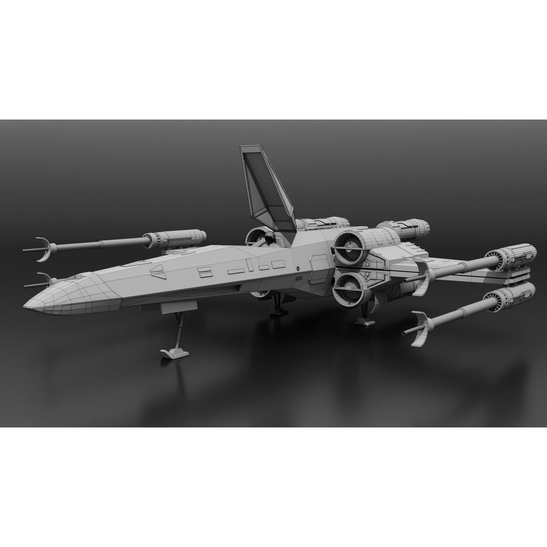 T65b X-Wing Starfighter 3D Model – Detailed Rigged PBR Asset, Blender - View 3