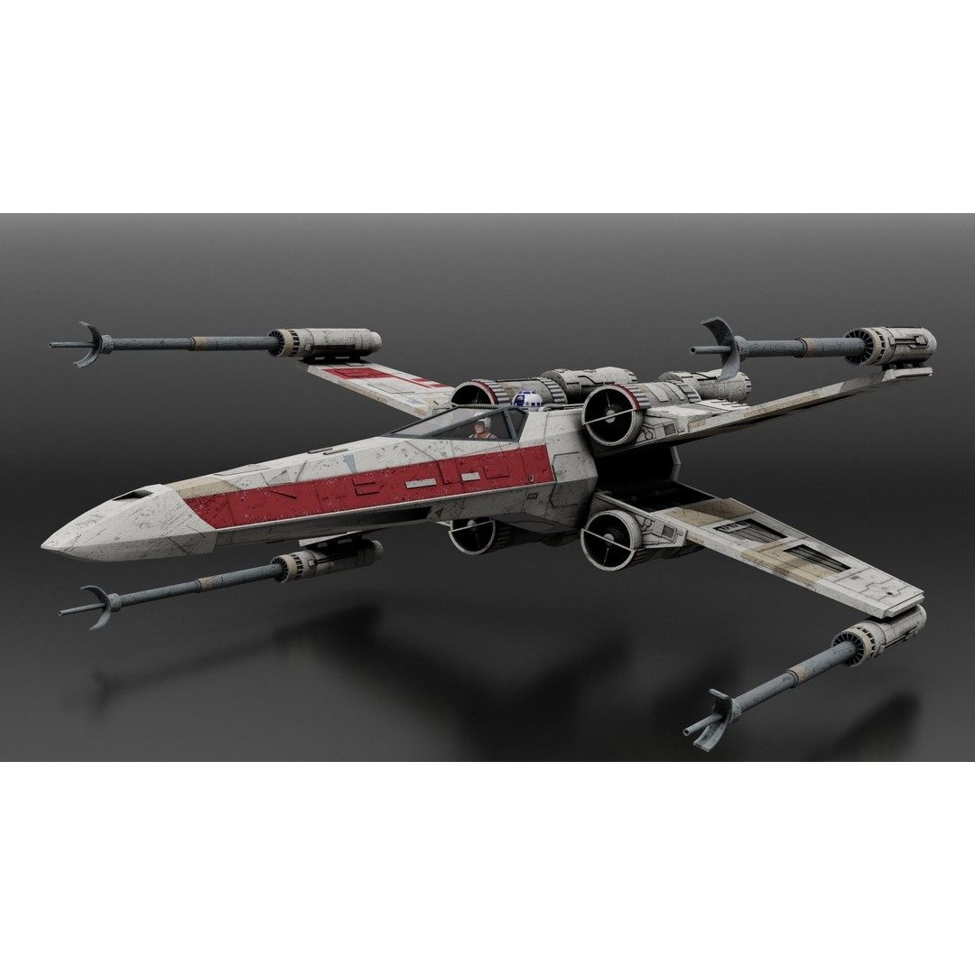 T65b X-Wing Starfighter 3D Model – Detailed Rigged PBR Asset, Blender - View 4