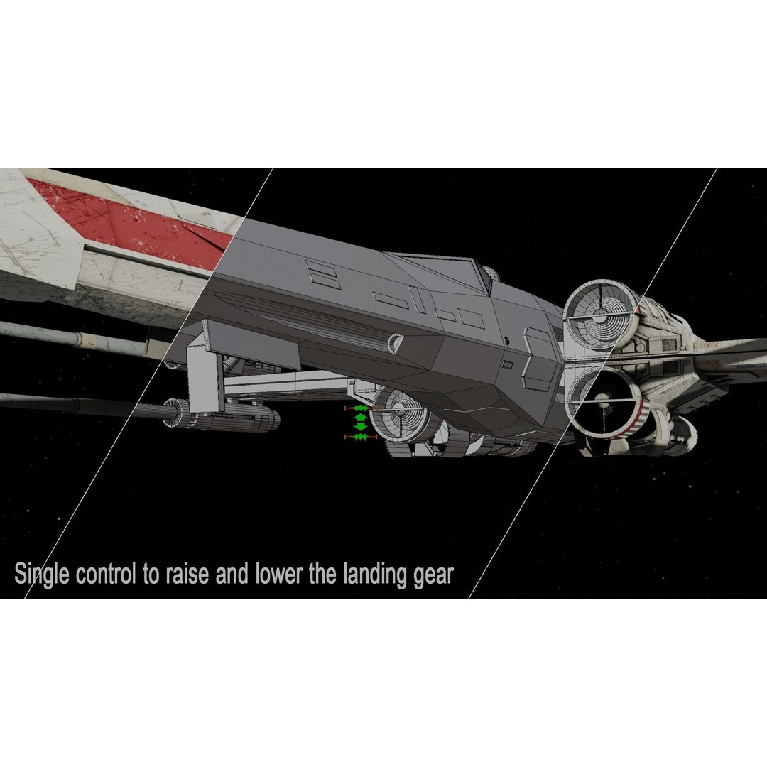 T65b X-Wing Starfighter 3D Model – Detailed Rigged PBR Asset, Blender - View 6