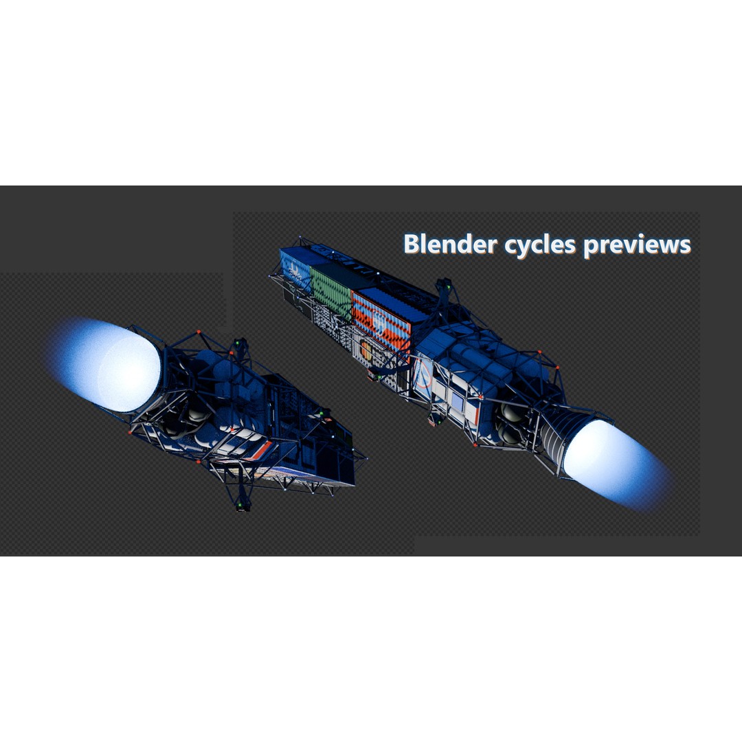 Space Freighter 3D Model – Low Poly Rigged Spaceship, Blender & FBX - View 3
