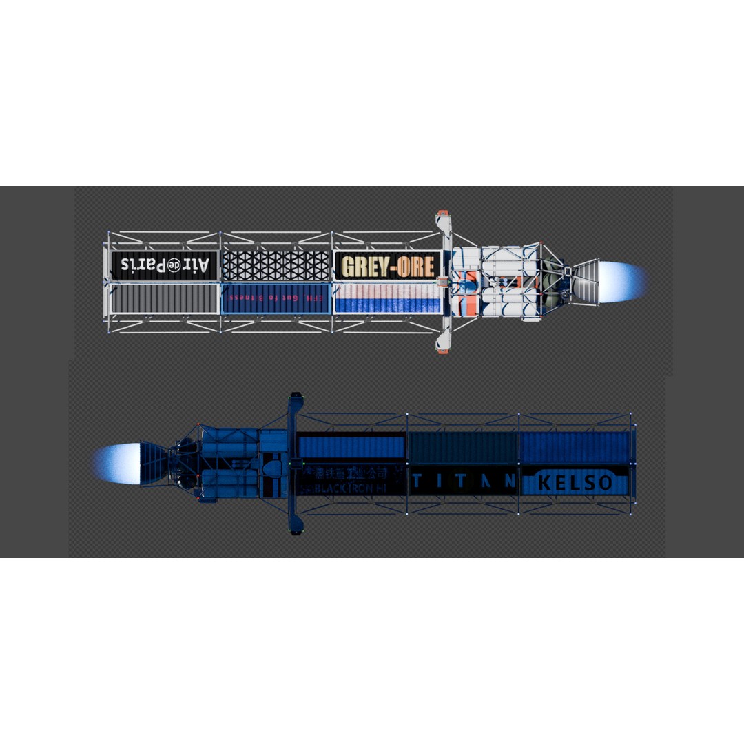 Space Freighter 3D Model – Low Poly Rigged Spaceship, Blender & FBX - View 5