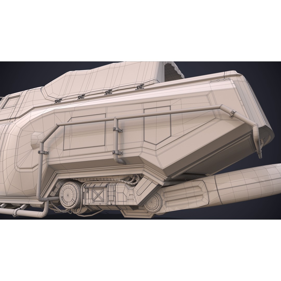 Sci-Fi Flying Hover Truck 3D Model – Post-Apocalyptic Vehicle, FBX, OBJ