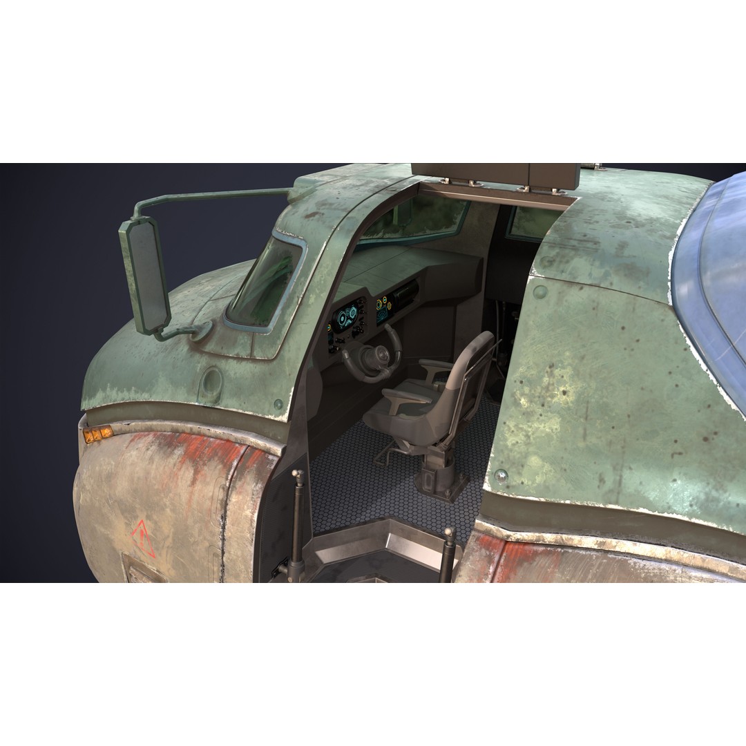 Sci-Fi Flying Hover Truck 3D Model – Post-Apocalyptic Vehicle, FBX, OBJ - View 10