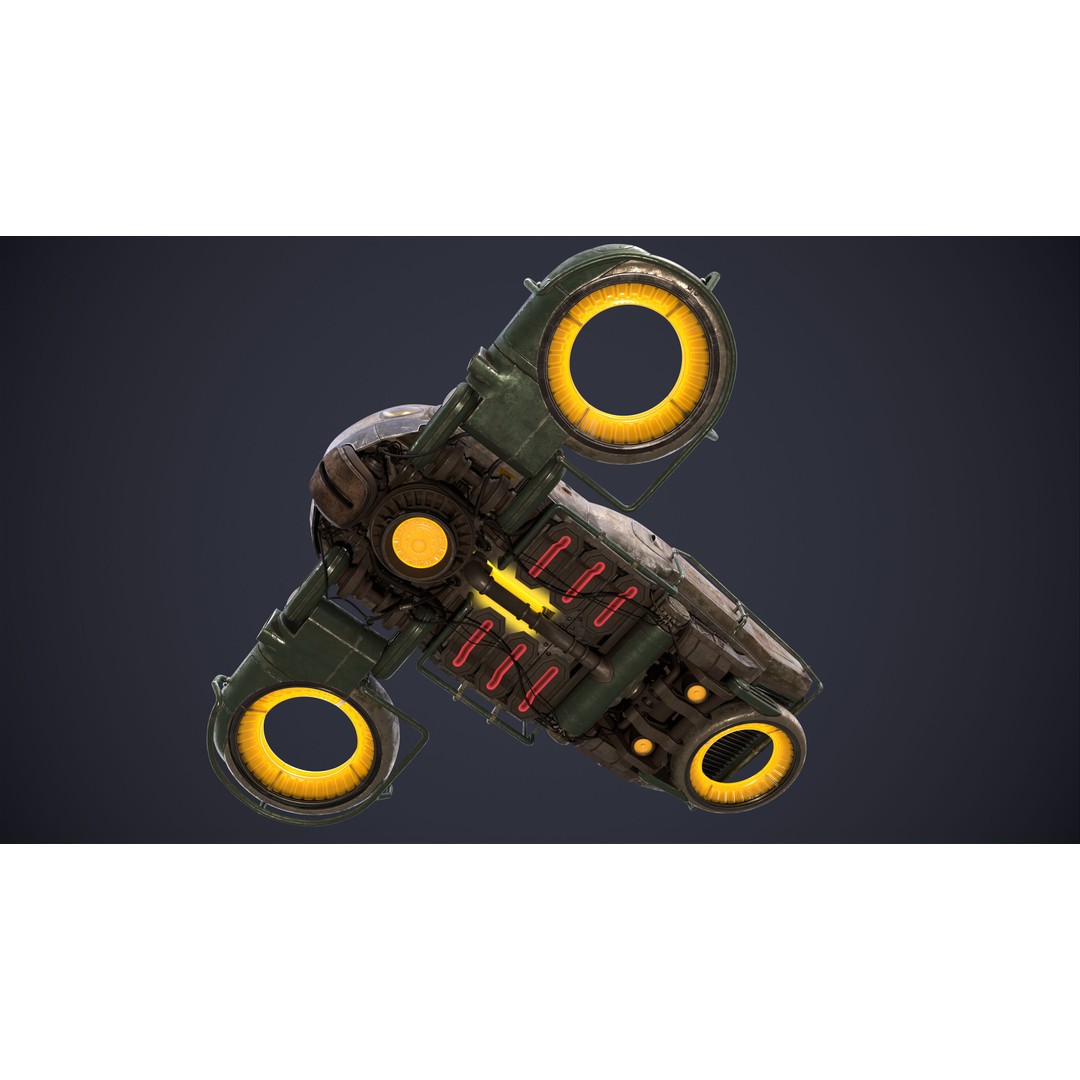 Sci-Fi Flying Hover Truck 3D Model – Post-Apocalyptic Vehicle, FBX, OBJ - View 12
