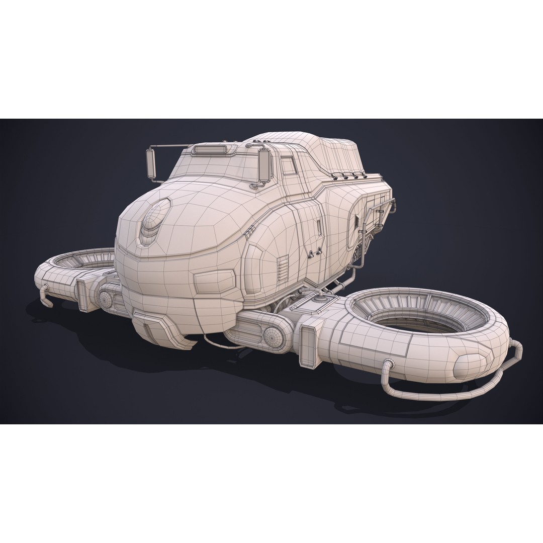 Sci-Fi Flying Hover Truck 3D Model – Post-Apocalyptic Vehicle, FBX, OBJ - View 13