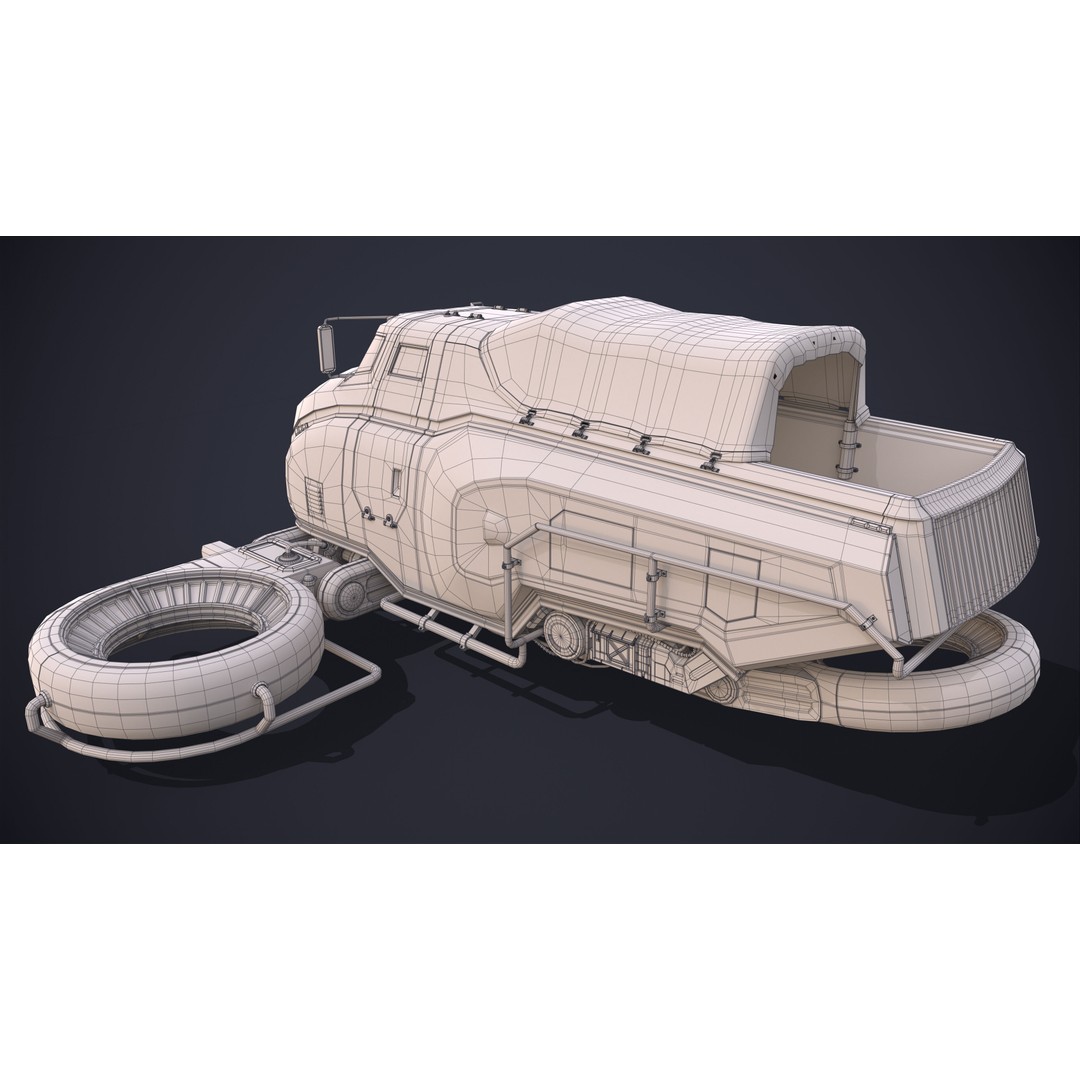 Sci-Fi Flying Hover Truck 3D Model – Post-Apocalyptic Vehicle, FBX, OBJ - View 14