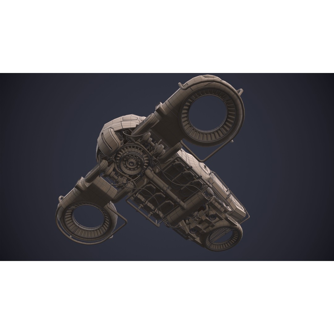 Sci-Fi Flying Hover Truck 3D Model – Post-Apocalyptic Vehicle, FBX, OBJ - View 15