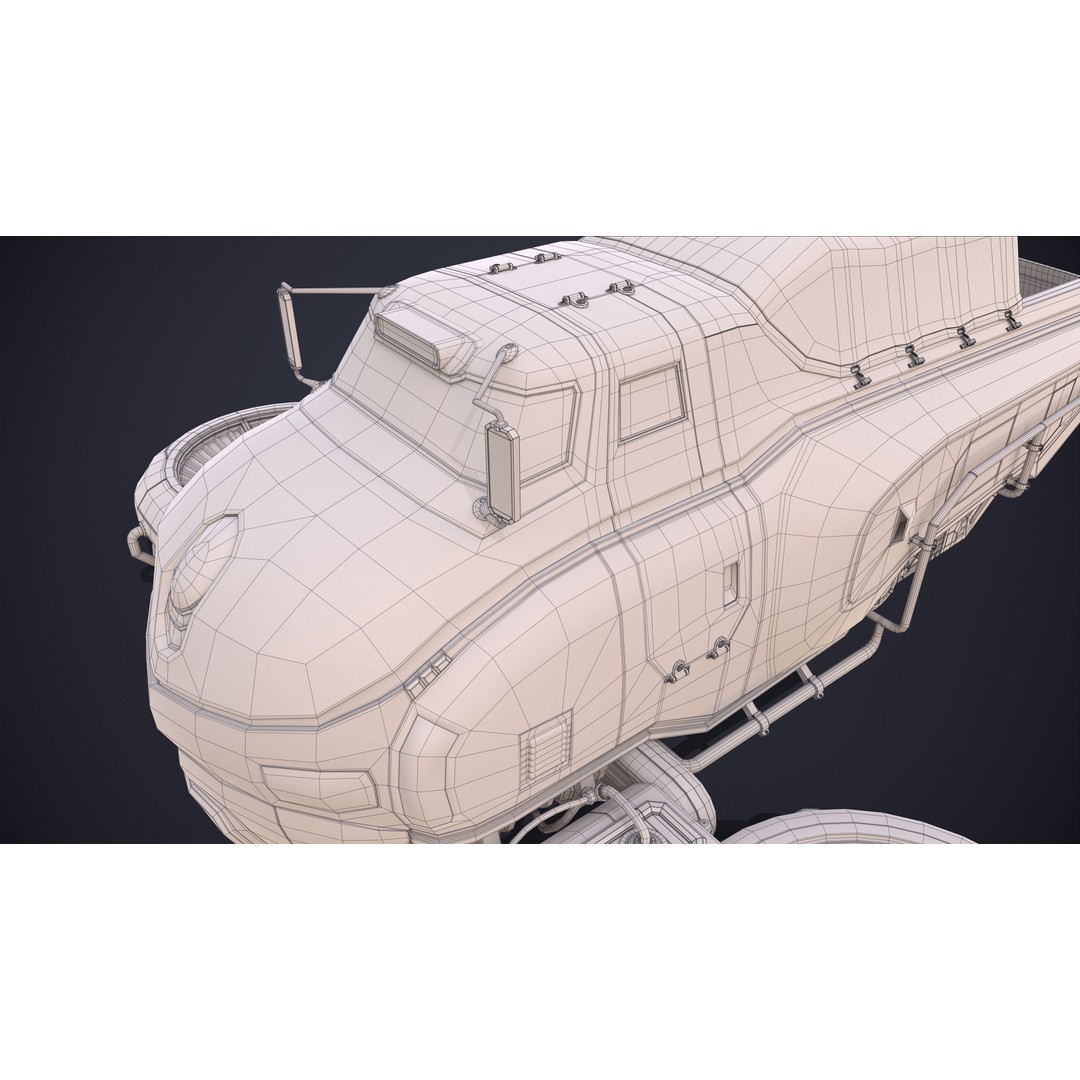 Sci-Fi Flying Hover Truck 3D Model – Post-Apocalyptic Vehicle, FBX, OBJ - View 16