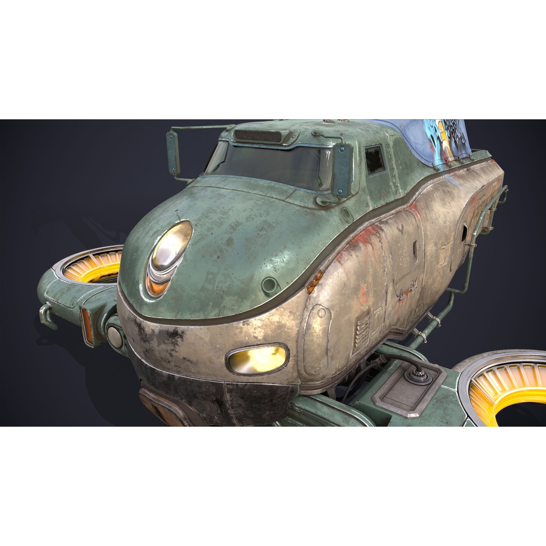 Sci-Fi Flying Hover Truck 3D Model – Post-Apocalyptic Vehicle, FBX, OBJ - View 8