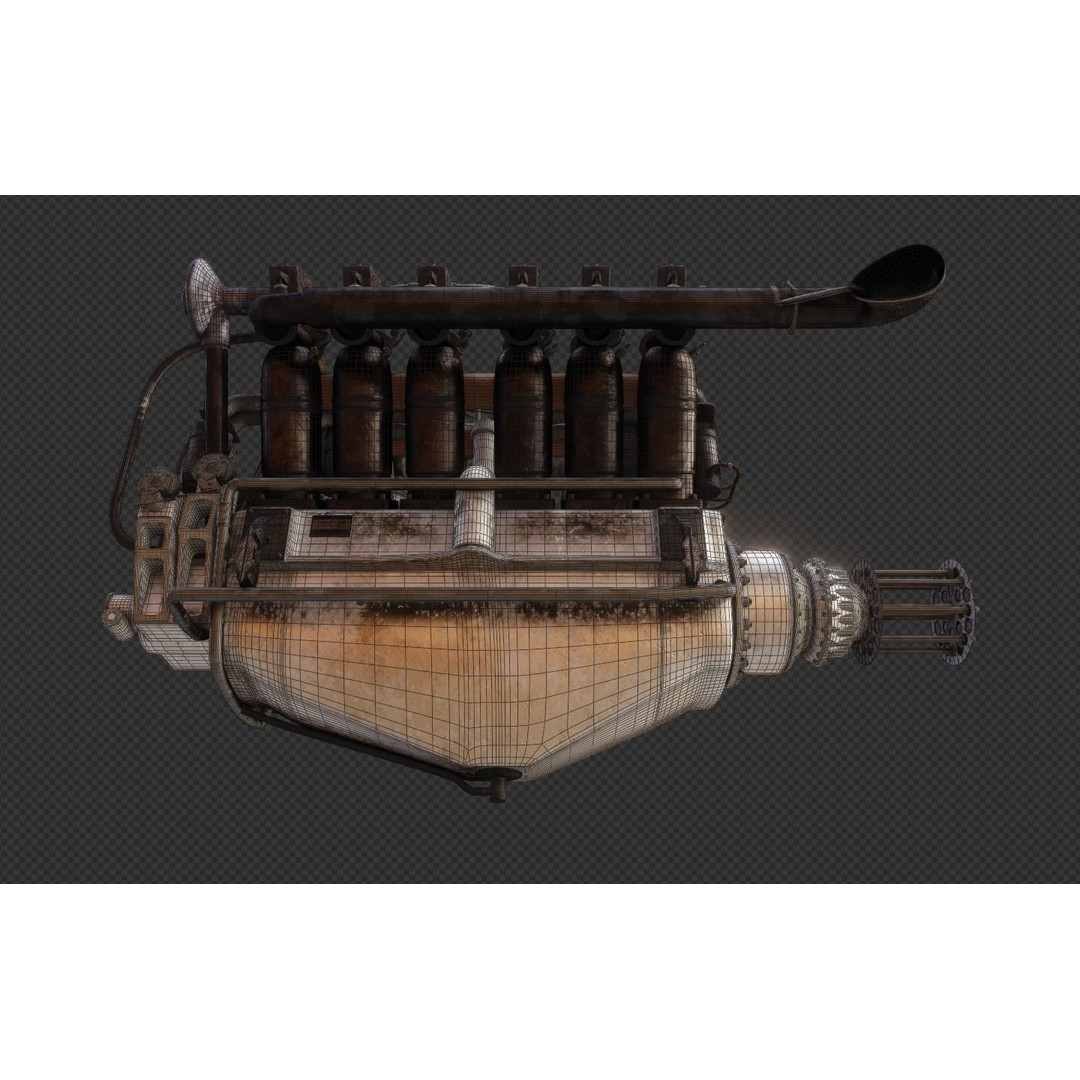 V-Type Aircraft Engine 3D Model – PBR Game-Ready Asset, Blender, FBX, OBJ - View 13