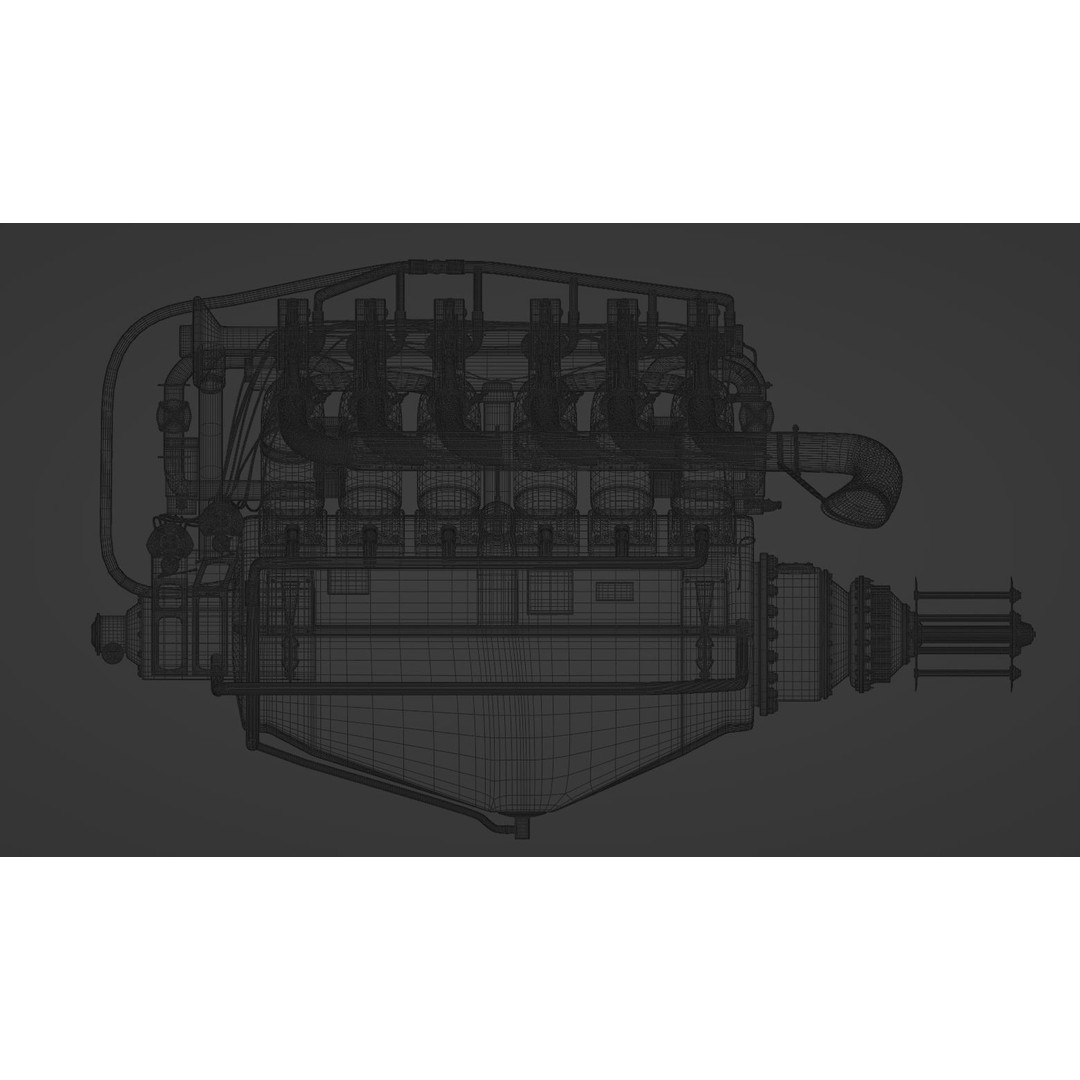 V-Type Aircraft Engine 3D Model – PBR Game-Ready Asset, Blender, FBX, OBJ - View 15