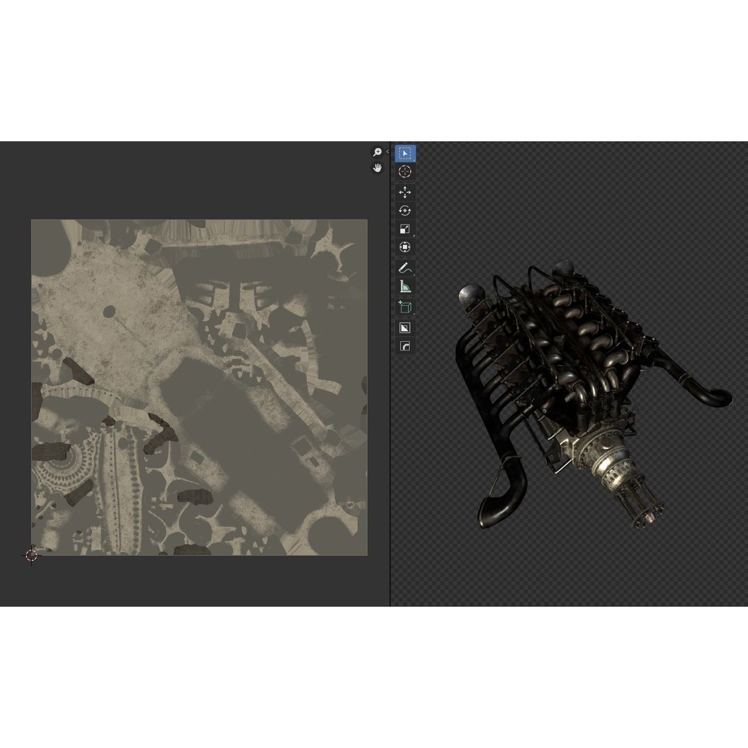 V-Type Aircraft Engine 3D Model – PBR Game-Ready Asset, Blender, FBX, OBJ - View 19