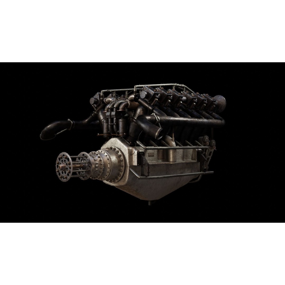 V-Type Aircraft Engine 3D Model – PBR Game-Ready Asset, Blender, FBX, OBJ - View 4