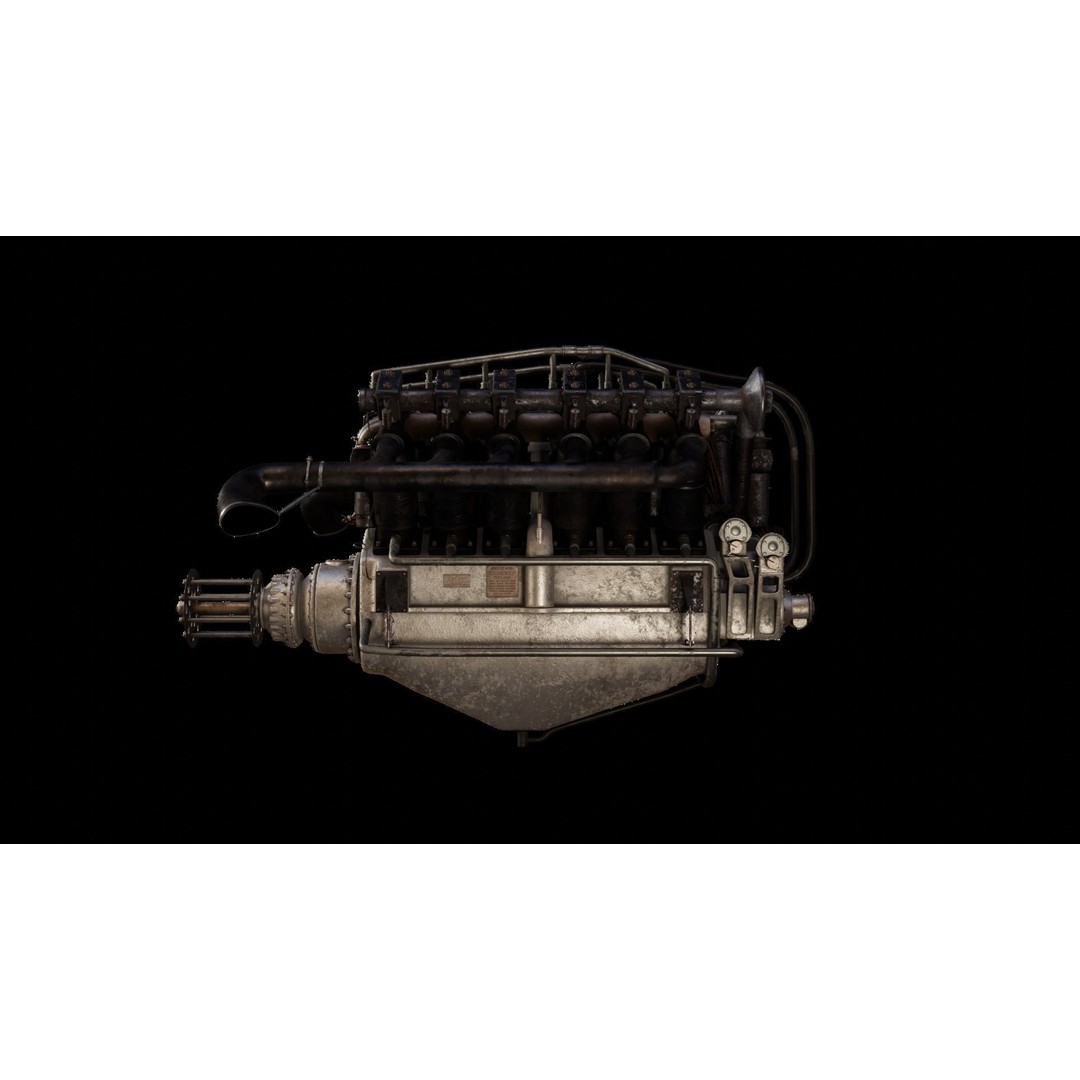 V-Type Aircraft Engine 3D Model – PBR Game-Ready Asset, Blender, FBX, OBJ - View 5