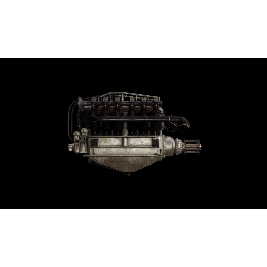 V-Type Aircraft Engine 3D Model – PBR Game-Ready Asset, Blender, FBX, OBJ - View 6