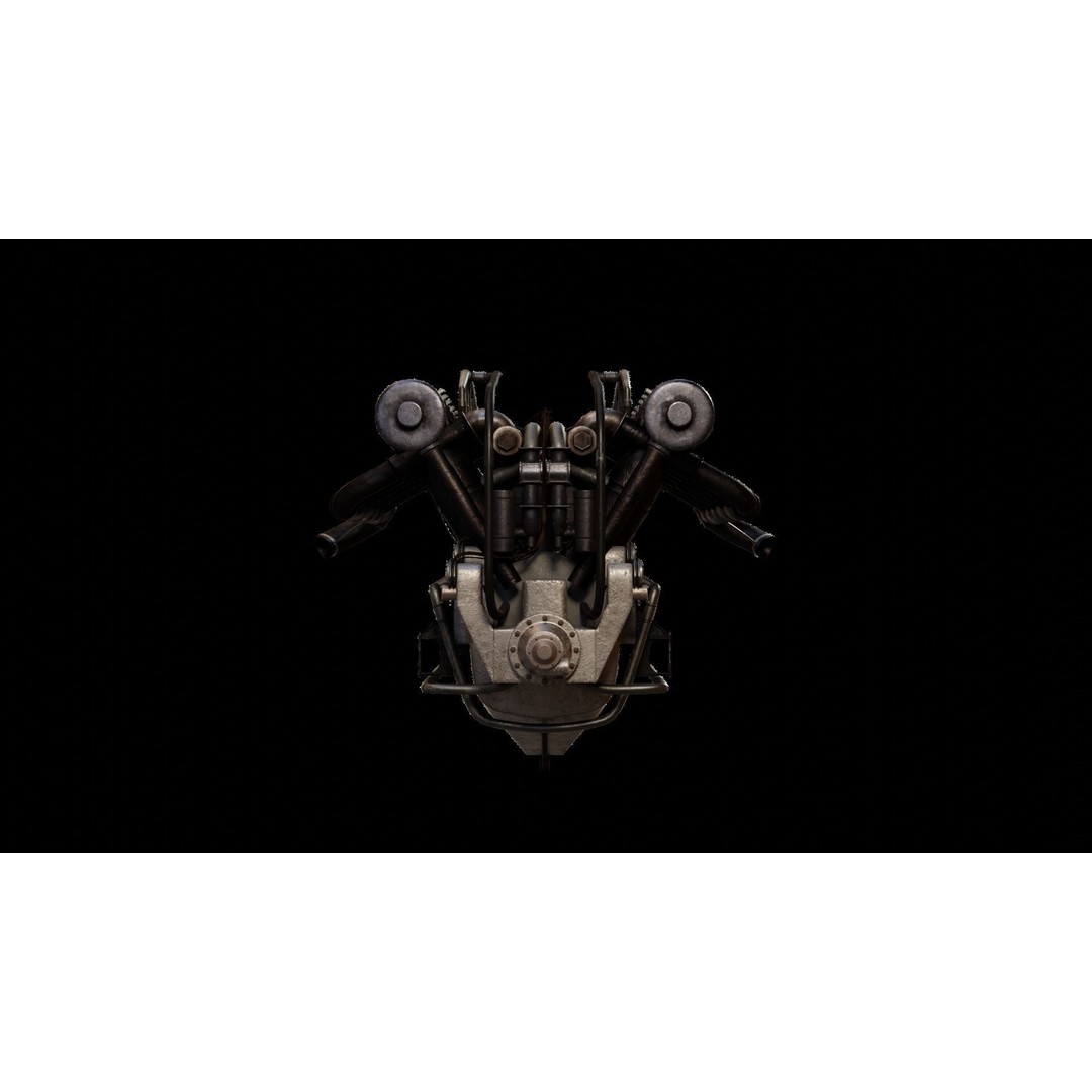 V-Type Aircraft Engine 3D Model – PBR Game-Ready Asset, Blender, FBX, OBJ - View 7