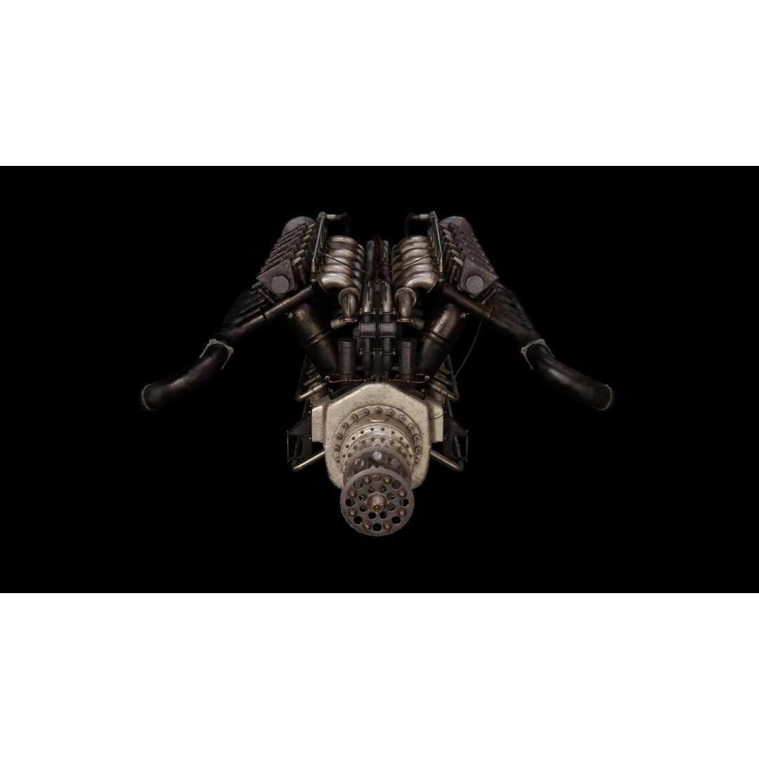 V-Type Aircraft Engine 3D Model – PBR Game-Ready Asset, Blender, FBX, OBJ - View 8