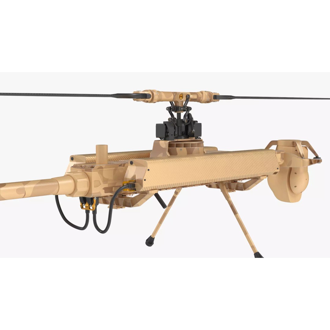 Desert Military Surveillance Drone 3D Model – High Poly UAV, PBR Textures - View 14