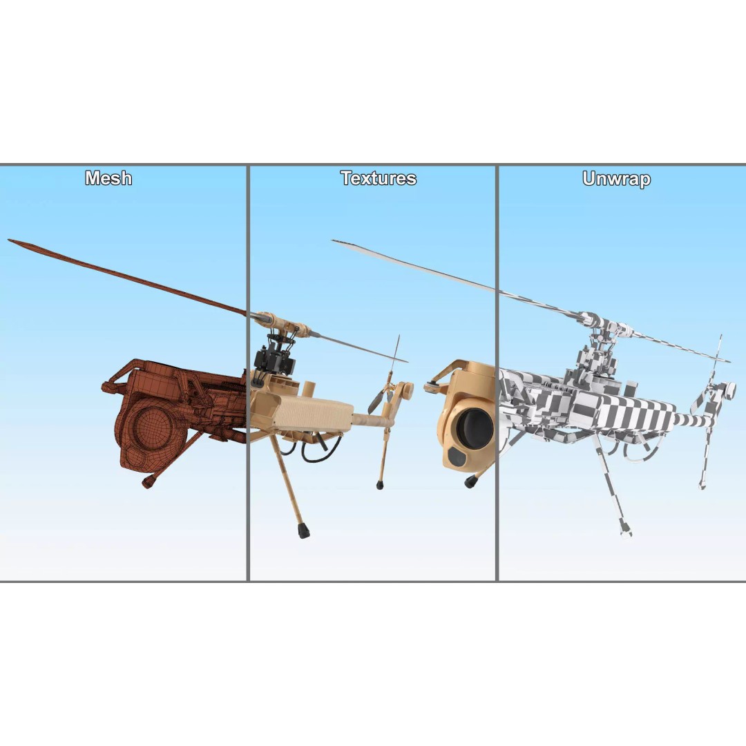 Desert Military Surveillance Drone 3D Model – High Poly UAV, PBR Textures - View 15