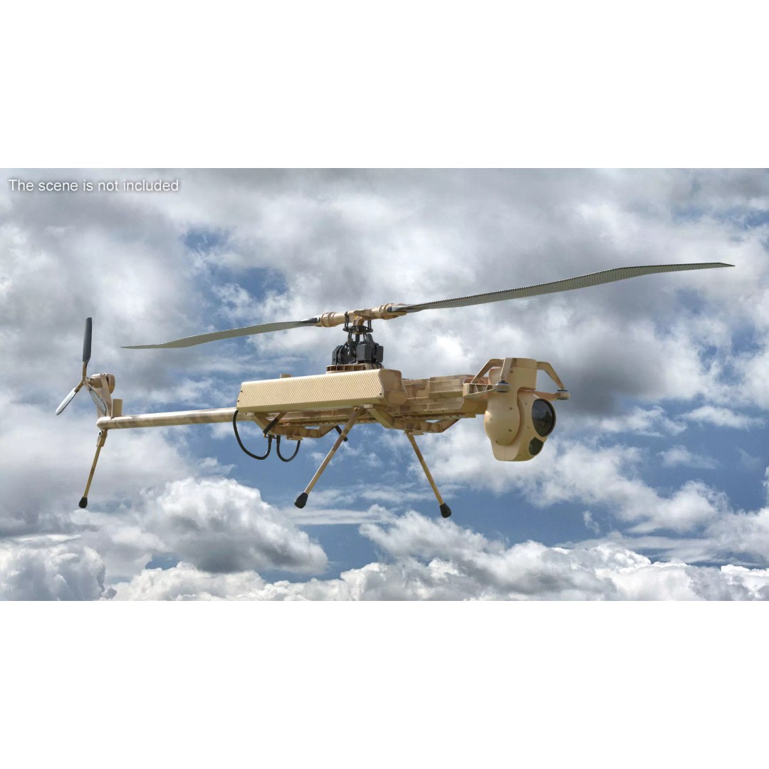 Desert Military Surveillance Drone 3D Model – High Poly UAV, PBR Textures - View 2