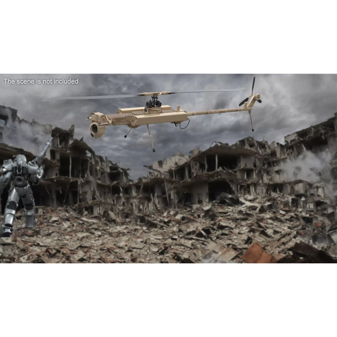 Desert Military Surveillance Drone 3D Model – High Poly UAV, PBR Textures - View 4