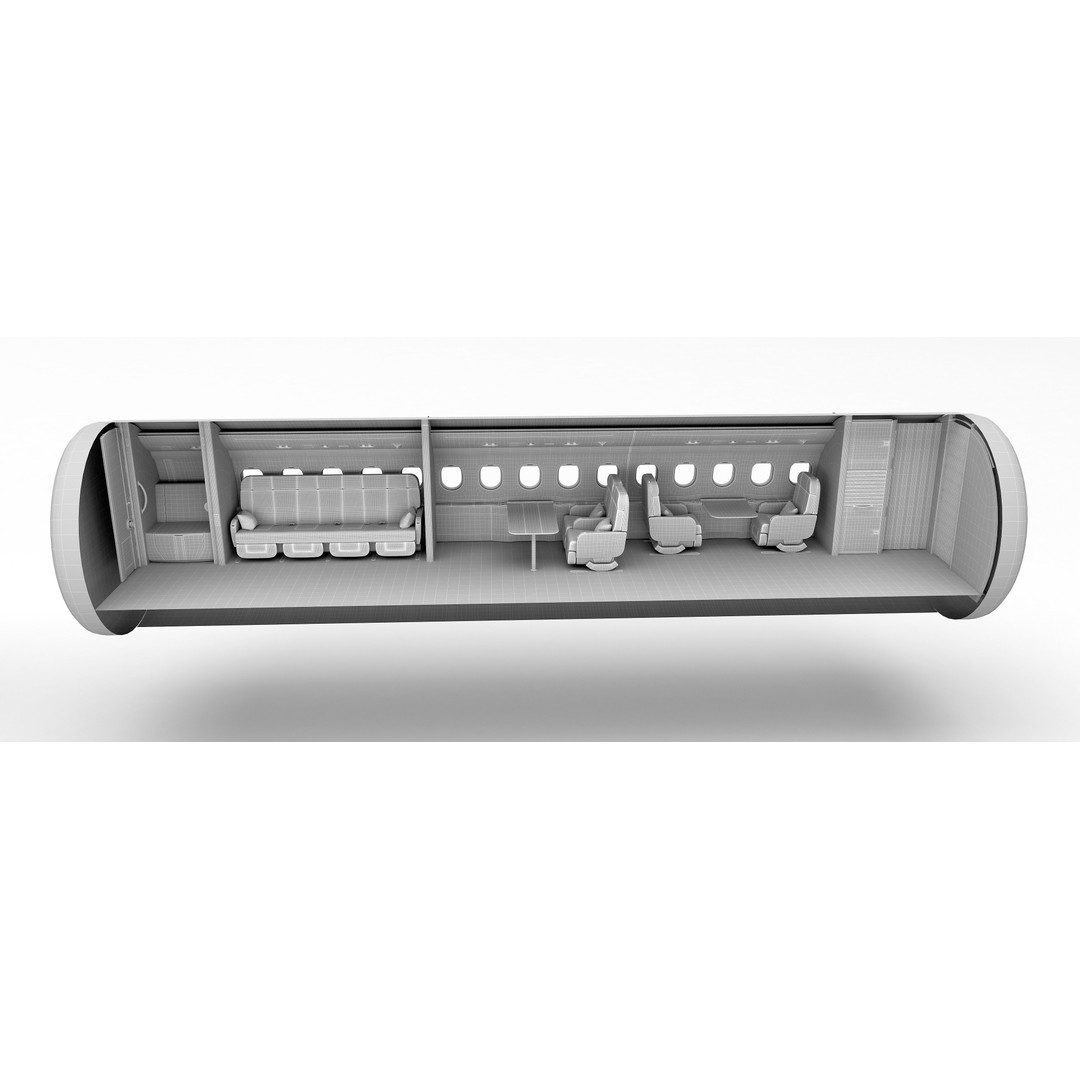 Business Jet Interior 3D Model – Configurable Falcon 2000LXS, FBX/OBJ - View 14