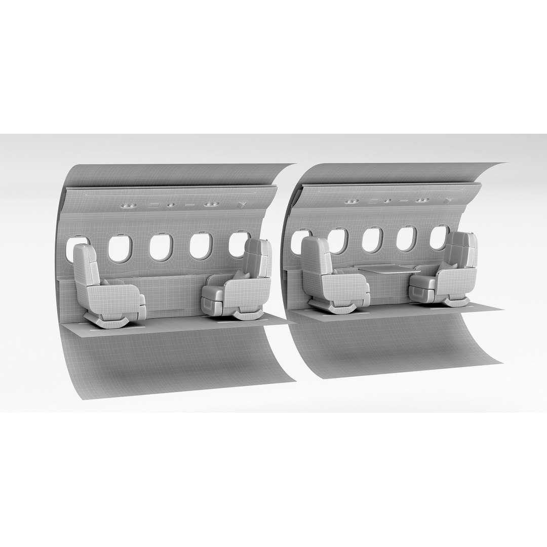 Business Jet Interior 3D Model – Configurable Falcon 2000LXS, FBX/OBJ - View 16