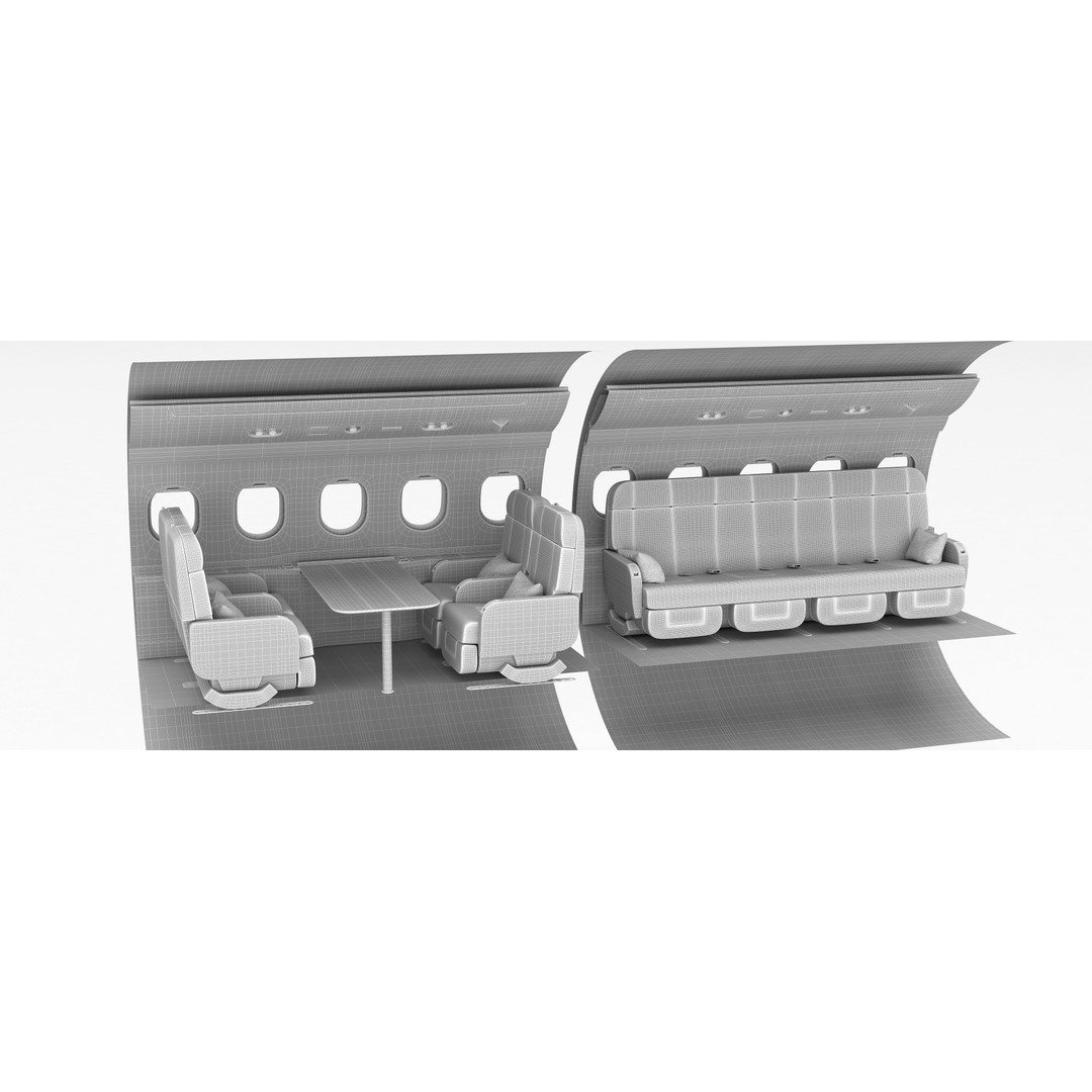 Business Jet Interior 3D Model – Configurable Falcon 2000LXS, FBX/OBJ - View 17