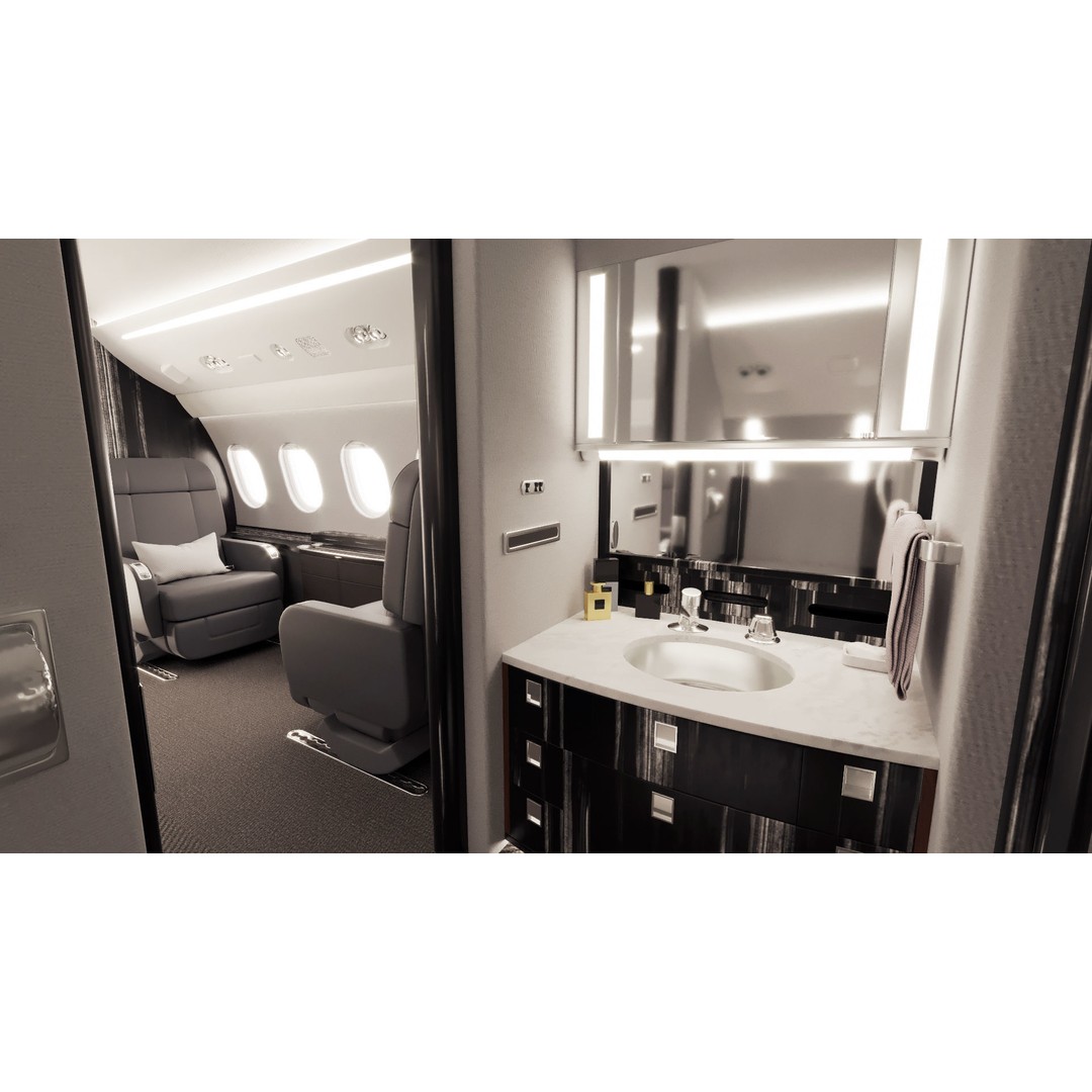 Business Jet Interior 3D Model – Configurable Falcon 2000LXS, FBX/OBJ - View 4
