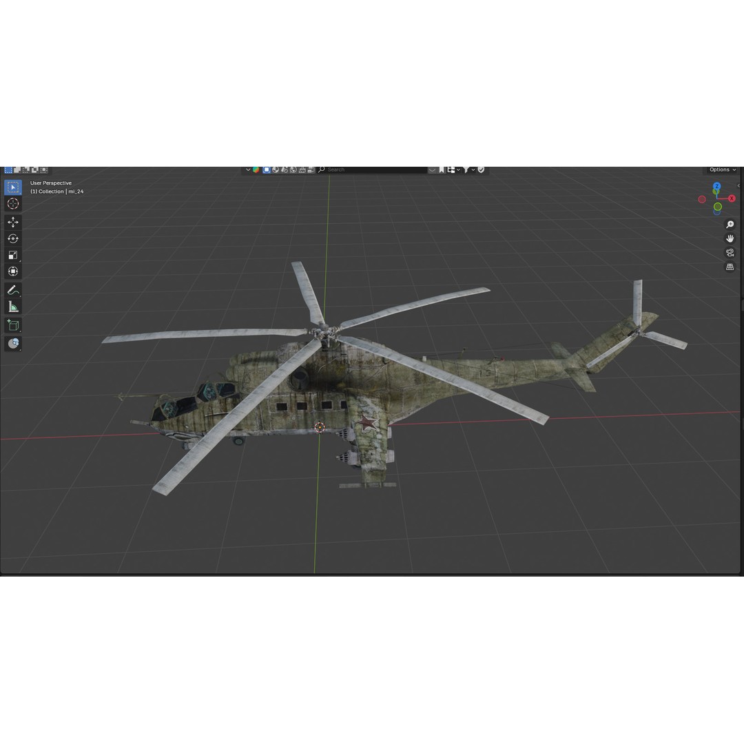 Mil Mi-24 3D Model – Low Poly Game-Ready Helicopter, FBX, OBJ, Blender