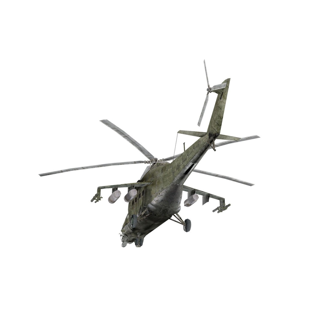 Mil Mi-24 3D Model – Low Poly Game-Ready Helicopter, FBX, OBJ, Blender - View 10