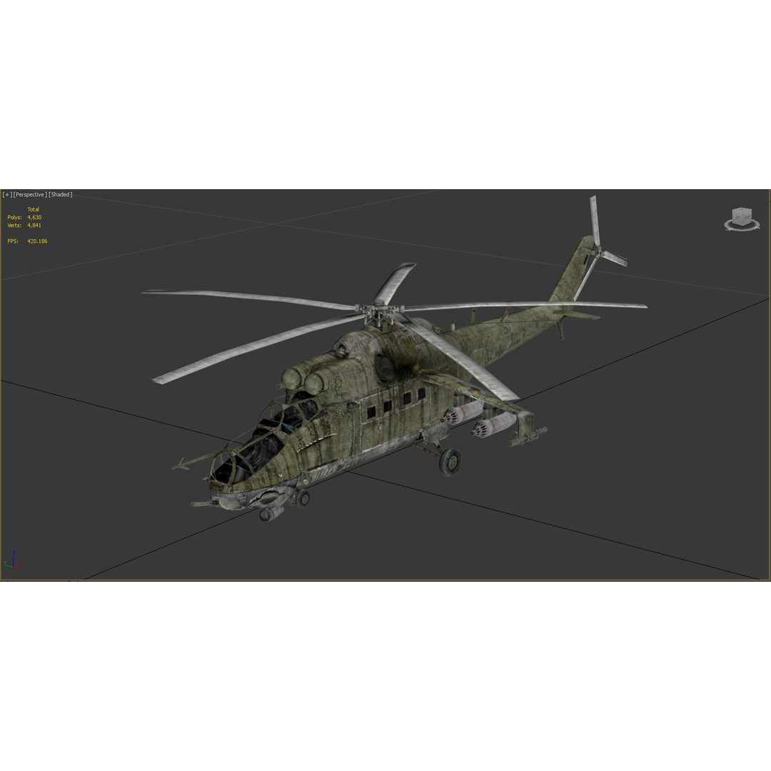 Mil Mi-24 3D Model – Low Poly Game-Ready Helicopter, FBX, OBJ, Blender - View 12