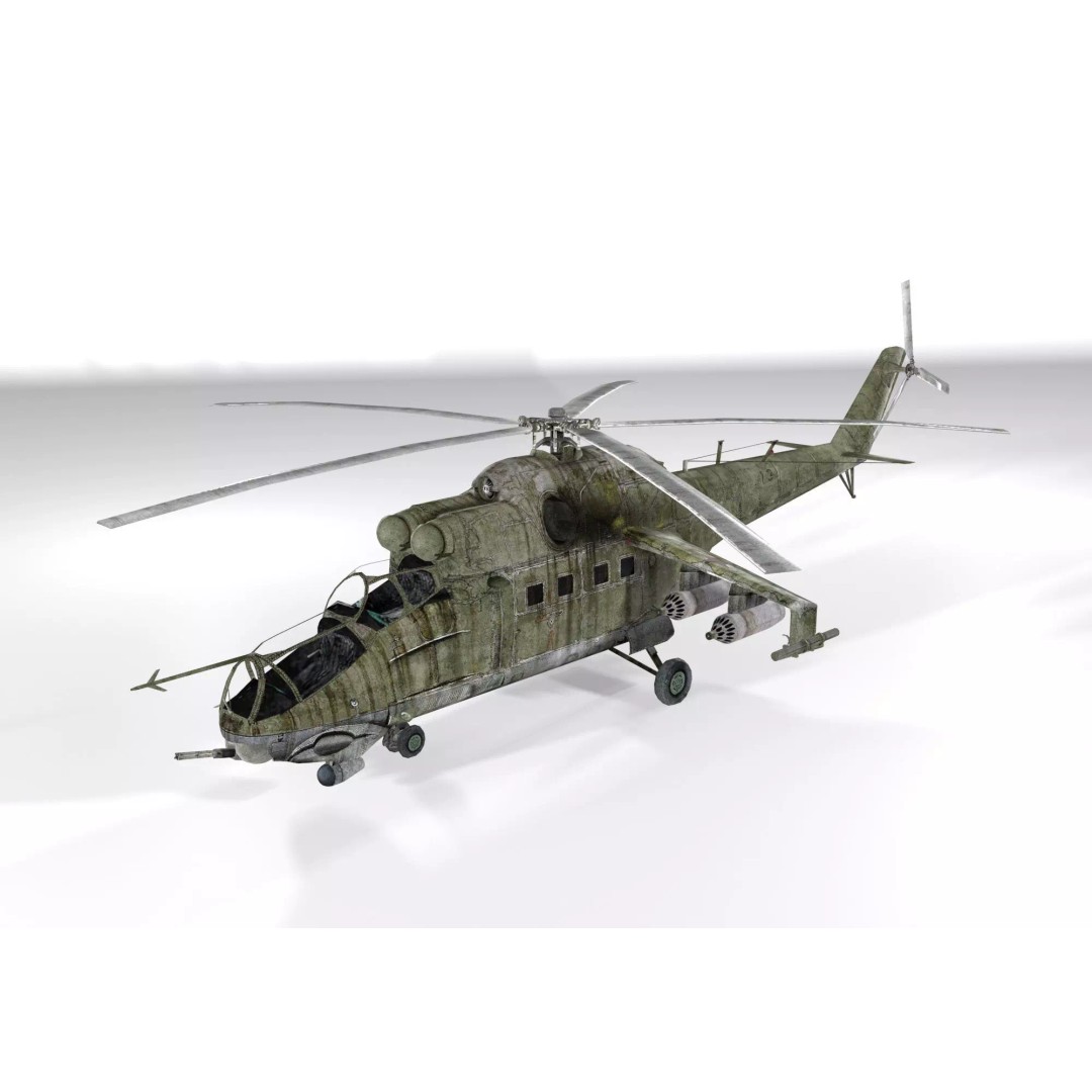 Mil Mi-24 3D Model – Low Poly Game-Ready Helicopter, FBX, OBJ, Blender - View 2