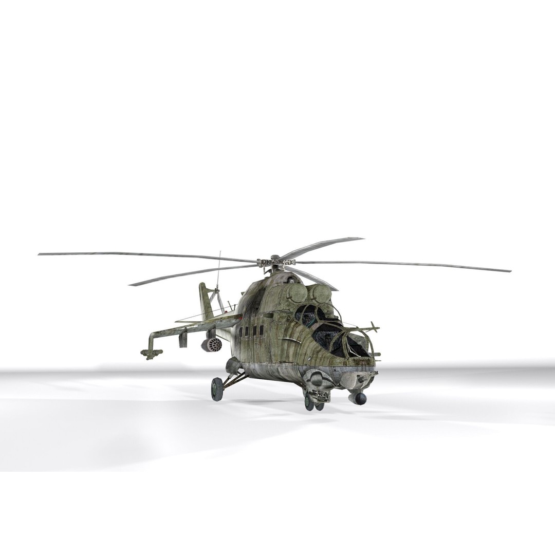 Mil Mi-24 3D Model – Low Poly Game-Ready Helicopter, FBX, OBJ, Blender - View 3