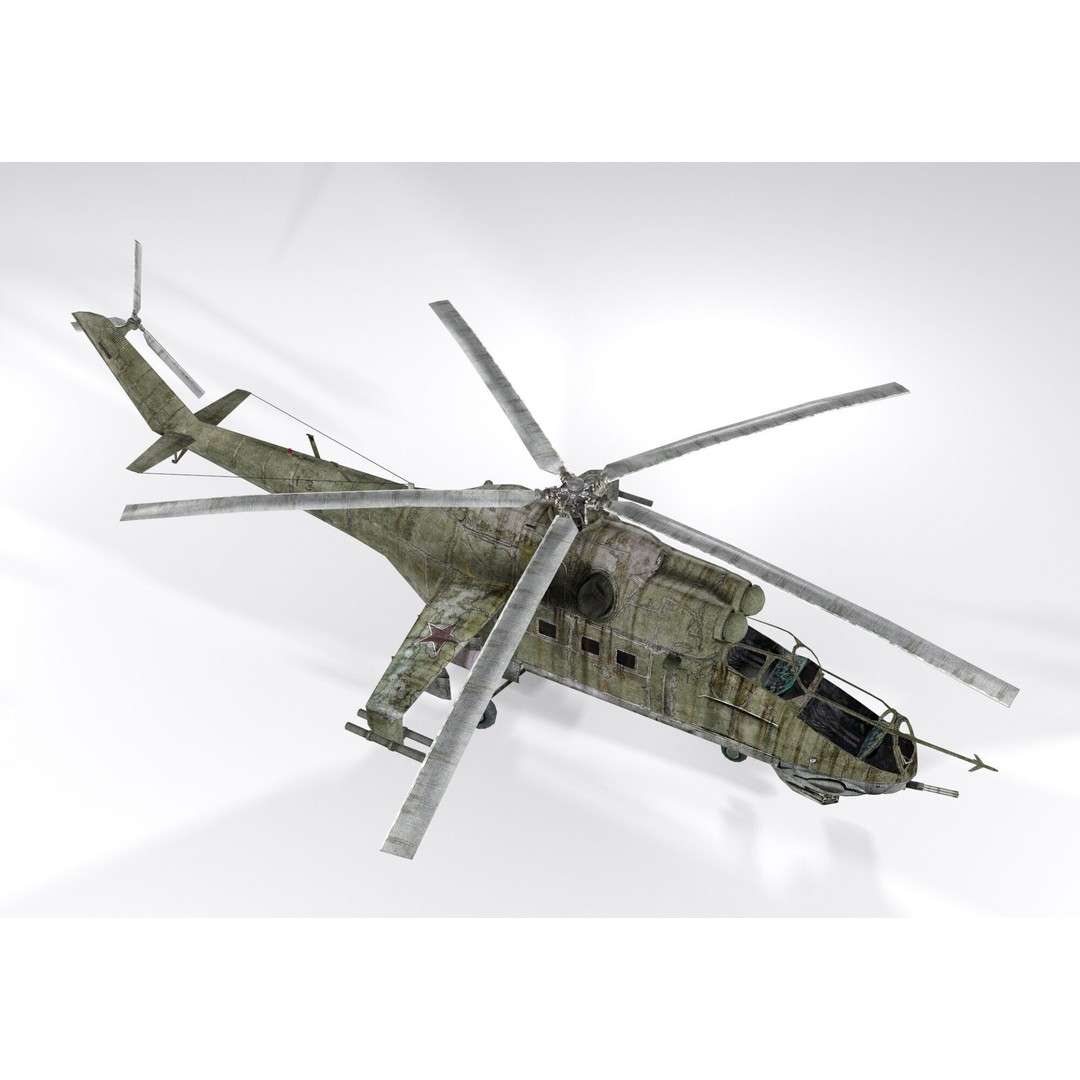Mil Mi-24 3D Model – Low Poly Game-Ready Helicopter, FBX, OBJ, Blender - View 4