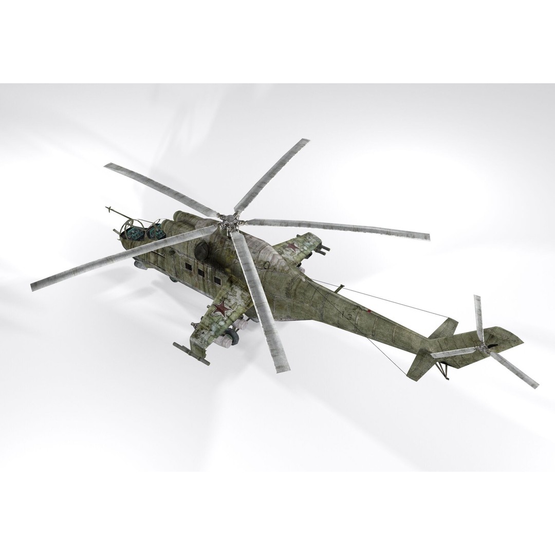 Mil Mi-24 3D Model – Low Poly Game-Ready Helicopter, FBX, OBJ, Blender - View 6