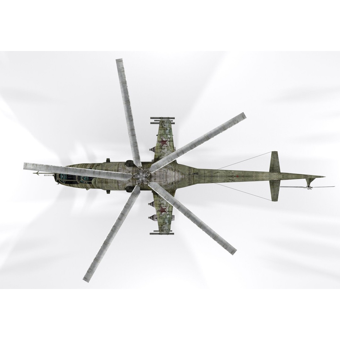 Mil Mi-24 3D Model – Low Poly Game-Ready Helicopter, FBX, OBJ, Blender - View 7