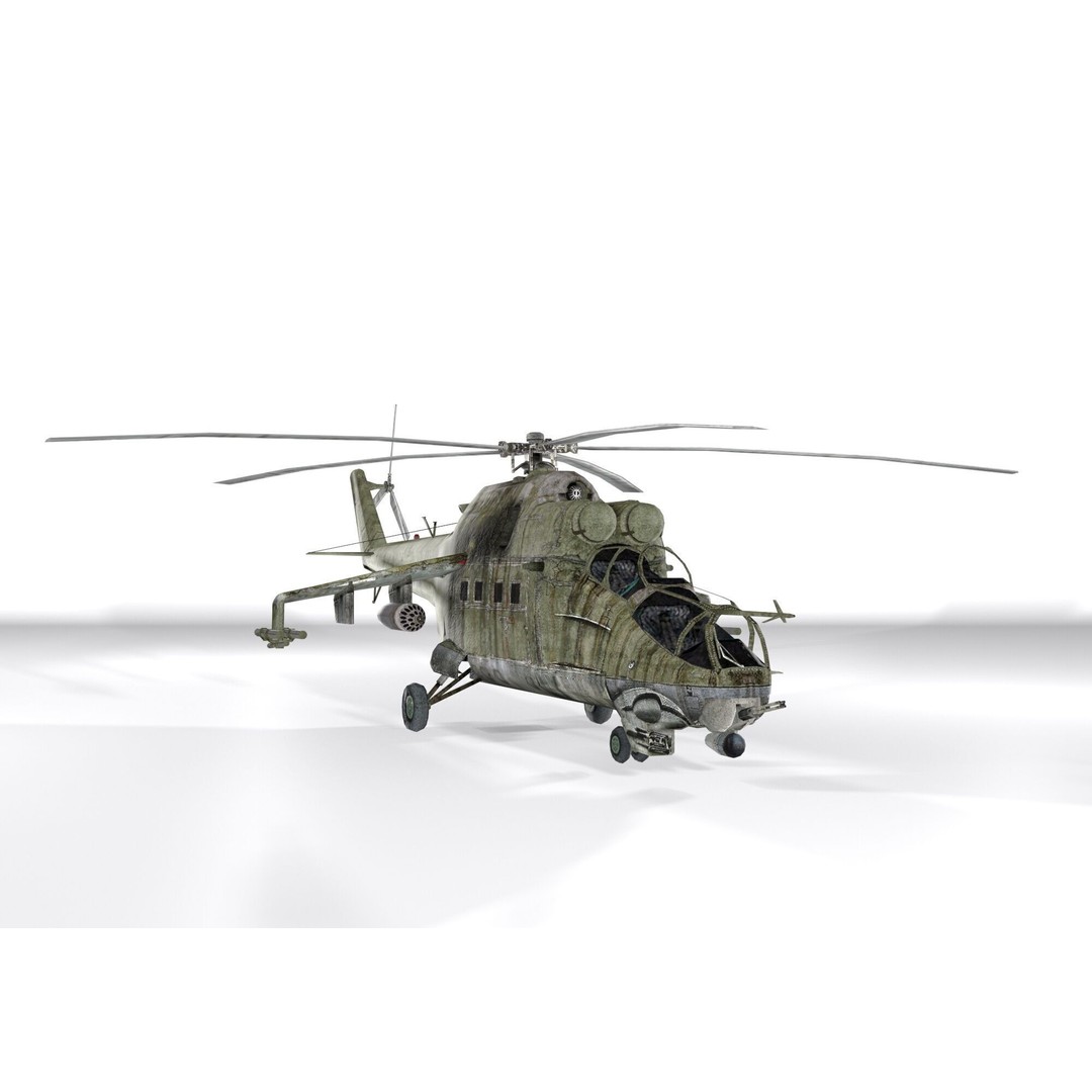 Mil Mi-24 3D Model – Low Poly Game-Ready Helicopter, FBX, OBJ, Blender - View 9